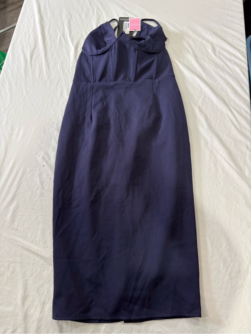 PrettyLittleThing Navy Sculpted Bust Midi Pencil Skirt